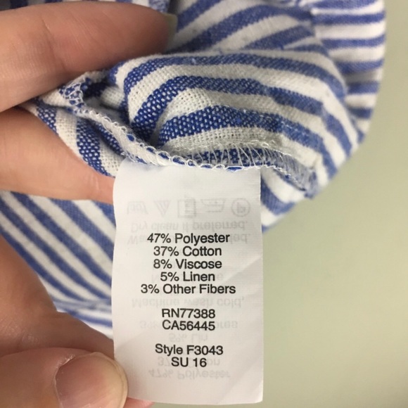 J Crew Factory Striped Flounce Cold Shoulder Linen Blend Top Size 0 - Picture 7 of 8